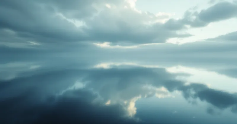 Calm sky reflected in still water (illustration)