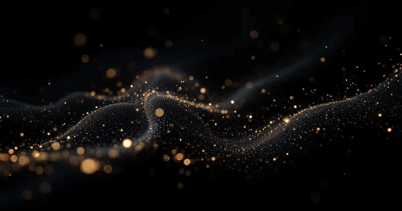 Soft threads of light on a black field (illustration)