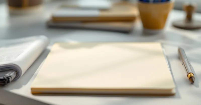 Plain folder edge on a clean desk in soft daylight (illustration)