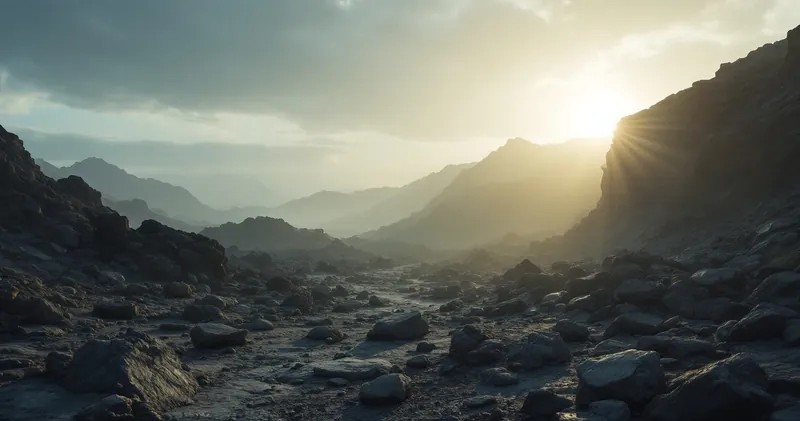Cool dawn light over bare rocky ground (illustration)
