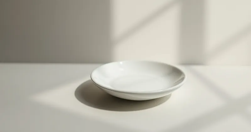 Plain white dish on a clean bright surface (illustration)