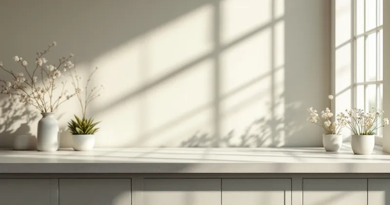 Soft clinical daylight across an empty countertop (illustration)