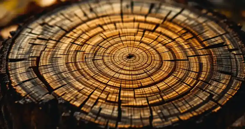 Growth rings in cut timber (illustration)