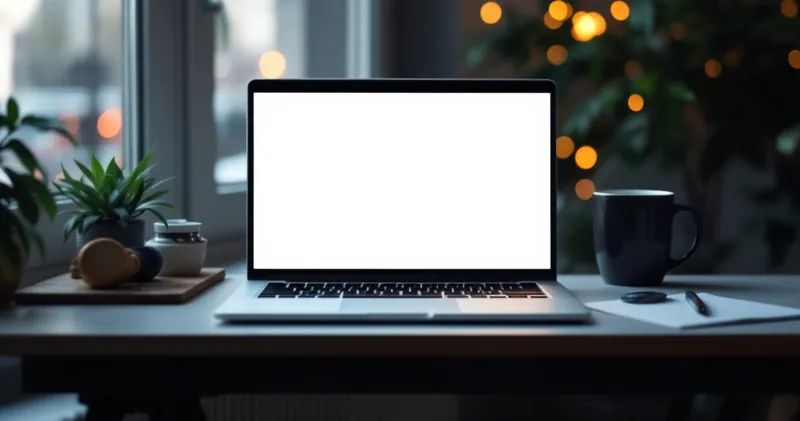 Closed laptop on a clean desk by a bright window (illustration)