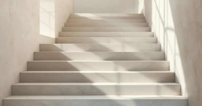Short flight of plain stone steps rising into soft light (illustration)