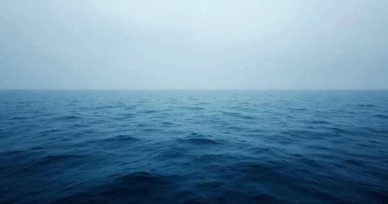 Deep blue open water under an overcast sky (illustration)