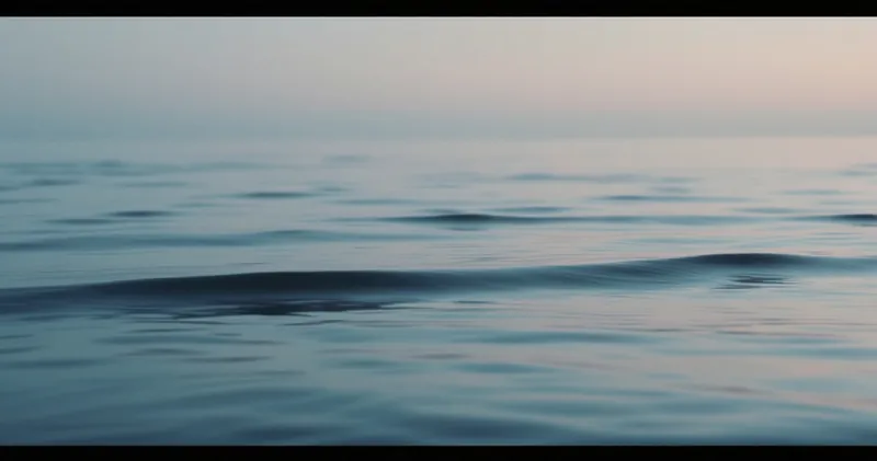 Still water meeting a soft horizon at dusk (illustration)
