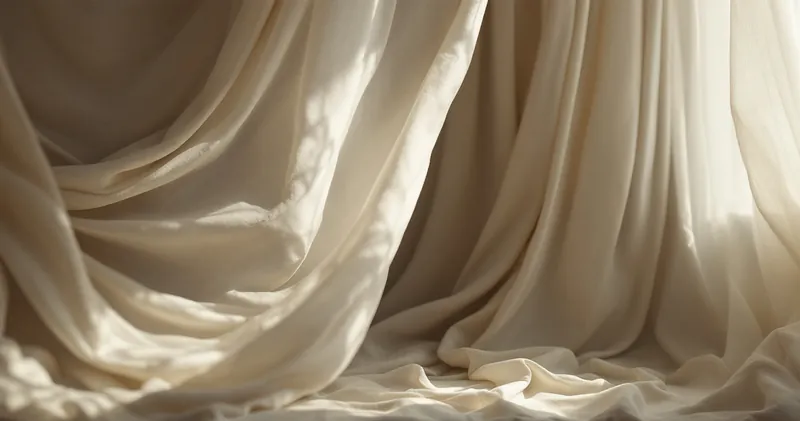 Fine linen drapes moving in soft light (illustration)