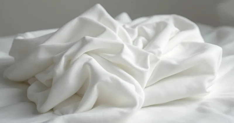 Clean white linen folded in soft clinical daylight (illustration)