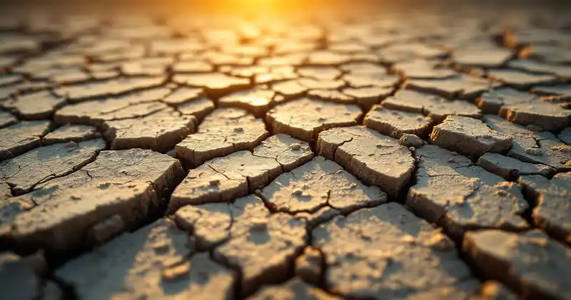 Cracked dry earth under harsh bright sun (illustration)