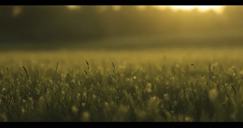 Soft evening light across a grassy field (illustration)