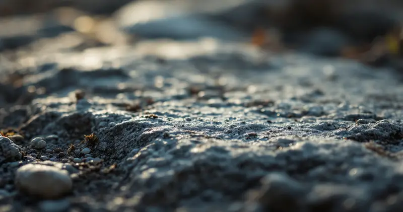 Weathered stone in low morning light (illustration)