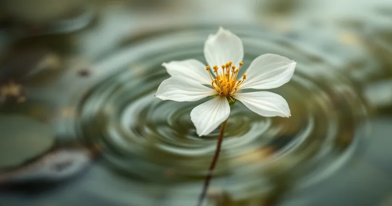 A single flower stem in clear water (illustration)